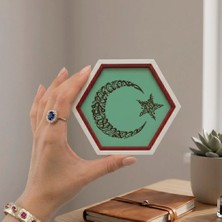 Miawiki Kelime-I Tevhid ve Ay Yıldız Figürlü Modern Dekoratif Obje, Manevi Değeri Yüksek Şık Hediye 10X10 cm