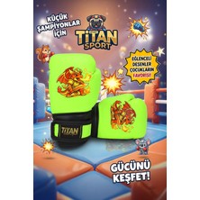Titan Sport Çocuk Boks Eldiveni Neon Sarı Ateş Ejderha Model