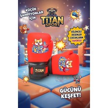 Titan Sport Çocuk Boks Eldiveni Neon Turuncu Süpermen Kedi Model