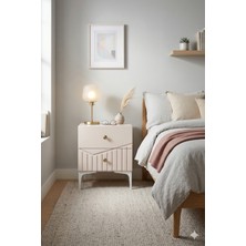 By Cino BYCİNO Leyla 2 Çekmeceli Modern Tasarım Mdf Membran Kapak Lambiri Kaşmir Komodin