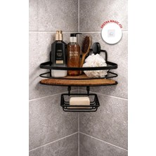 Okyanus Home Siyah Tek Katlı Üçgen Şampuanlık & Sabunluk 21 cm