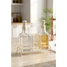 Kitchen Life 2'li Tezgah Üstü Metal Standlı Sünger Hazneli Sabunluk 500 Ml-Mutfak Banyo Evye Yanı Sabunluk Seti