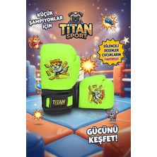 Titan Sport Çocuk Boks Eldiveni Neon Sarı Karateci Kedi Modeli