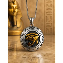 Voyage Accessory Paslanmaz Çelik Gold Detaylı Antik Mısır Horus Gözü Kolye