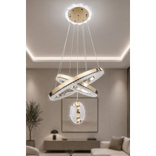 Fer Avize Kardelen Modern Tasarım Sarkıt LED Avize 3 Renk Işık Kristal Görünüm Oturma Odası Yemek Odası Salon Yatak Odası
