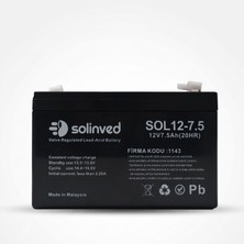 Solinved 12V 7.5AH Kuru Tip Akü Güvenilir Enerji Çözümü Uzun Ömürlü Kullanım İçin