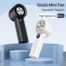 Cevval T-100S Dijital Göstergeli Turbo El Fanı Şarjlı Taşınabilir Mini Fan Yüksek Güçlü
