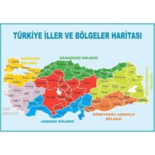 Prime Concept Türkiye Iller ve Bölgeler Haritası 70X100 cm Vinil Branda