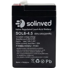 Solinved 6V 4.5AH Kuru Tip Akü