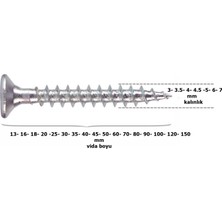 Labshop41 3.5X50 mm Sunta Vidası , Ahşap Vidası , Sivri Uçlu Ağaç Vidası (DIN7505) x 50 Adet (RF151)