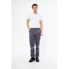 Orange Safety Pantolon 16/12 Gabardin %100 Pamuk Reflektörlü Kargo Cepli Gri Yazlık