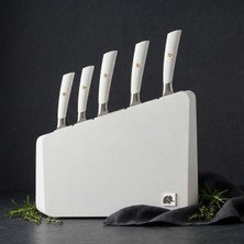 Jumbo Katana Standlı 6 Parça Beyaz Bıçak Seti