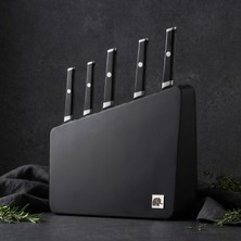 Jumbo Katana Standlı 6 Parça Siyah Bıçak Seti