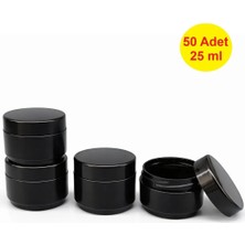 Demet Home 50 Adet Siyah Renk mini 25 ml Boş Pomat-krem-kozmetik-Ecza Kutusu Plastik Krem Kavanozu 25 CC