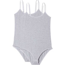 Royaleks 2 Adet Ip Askılı Kadın Çıtçıtlı Body Gri