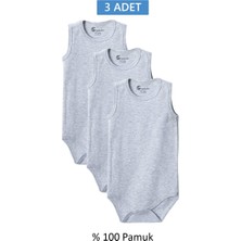 Royaleks Gri Askılı Body Zıbın 7-12 Yaş Çocuklar Için (3 Adet) Alttan Çıtçıtlı Özel Gereksiniml