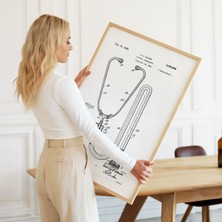 Pegziz Steteskop Patent Teknik Çizim Tablosu Medikal Doktor Duvar Dekoru Tablo