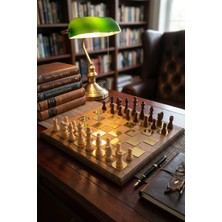 Mini Shopio Premium Gold Ahşap Taşlı Lüks Satranç Takımı 30 x 30 cm Dekoratif Vıp Hediyelik Standart Set