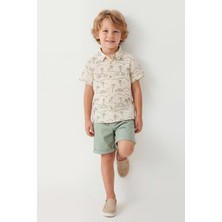 Joy Kids Erkek Çocuk Palmiye Temalı Üst Müslin Alt Gabardin Takım (7-10YAŞ)