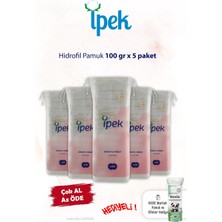İpek 5'li Hidrofil Pamuk 100 gr Yüksek Emicilik Özelliği ile Nazik Temizlik Ürünü