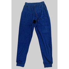 Royaleks Parlak Kadife Cepli Pantolon Eşofman Pijama Altı Unisex Lastikli Paça Lacivert