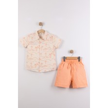 Joy Kids Erkek Çocuk Palmiye Temalı Üst Müslin Alt Gabardin Takım (7-10YAŞ)