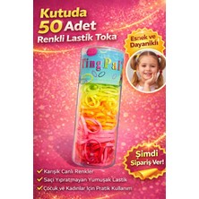 Verto 50 Adet Renkli Lastik Toka Seti Kutu Içinde Karışık Renkli Saç Lastiği Çocuk ve Kadın Saç Tokası