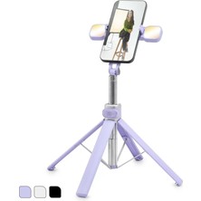 Aydogan's Telefon Tripodu ve Selfie Çubuğu Seti Bluetooth 4.0 Kumandalı LED 130 cm - Çok Renkli ND1035