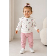 Dinamik çocuk Kız Bebek/çocuk Kalpli Omuzdan Çıtçıtlı Bebek Takımı 2li Alt Üst Mevsimlik Aylık 3-6-9-12AY