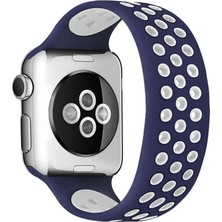 Uzman Toptan Watch 38MM Ayarlı Delikli Silikon Kordon - Lacivert-Beyaz