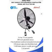 Akiwa 30 Inç Mega Boy Uzaktan Kumandalı Duvara Sabitli Sanayi Tipi Vantilatör