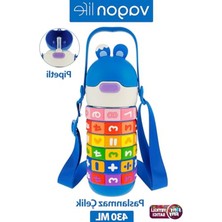 Esranın Dünyası 430 ml Pipetli Çelik Termos Askılı Matematiği Sevdiren Su Matarası -FFVGN30031-430ML (Mavi)