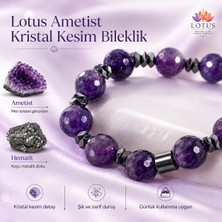 💜 Premium Ametist Kristal Kesim Bileklik – Ametist & Hematit Doğal Taş Bileklik | Lotus Atölye ve İyi Yaşam Merkezi