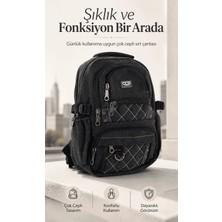 Mucco Ççs Siyah CCS51411 Kanvas Kumaş Unisex Suya Dayanıklı Çok Cepli Sırt Çantası