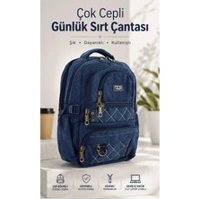Mucco Ççs Lacivert CCS51411 Kanvas Kumaş Unisex Suya Dayanıklı Çok Cepli Sırt Çantası