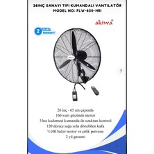 Akiwa 26 Inç Uzaktan Kumandalı Duvara Sabitli Sanayi Tipi Vantilatör