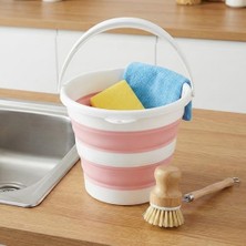 Esranın Dünyası Deconox 13 Litre Katlanabilir Akordiyon Temizlik Kovası - 32 cm Çap x 33 cm Yükseklik - Yer Kaplamayan Pratik Silikon Su Kovası (Koyu Gri - Pembe) (Pembe)