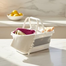 Esranın Dünyası Deconox Katlanabilir Silikon Çamaşır Sepeti 17 Litre, Yer Tasarruflu Akordiyon Sele, Kulplu ve Çok Amaçlı Düzenleyici, Banyo ve Mutfak Için Pratik Katlanır Leğen (48X28 Cm)