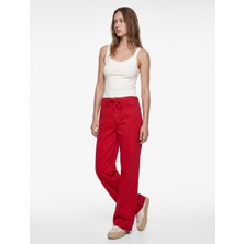Koton Pamuklu Cep Detaylı Beli Bağcıklı Bol Pantolon - Loose Straight Fit Jean