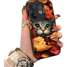 HONTINGA Vivo V60 5g ile Uyumlu Kılıfı Silikon Kenar Sert Arka Düşüme Önleyici Basitlik Anti Düşme Kamera Korumali Kedi Desen Telefon Kılıfı Kadın ve Erkek Için Uygundur K1-0631