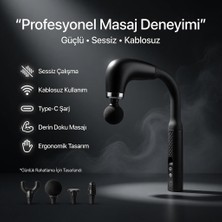 Smayling Kavisli Uzatmalı Masaj Tabancası – 9 Kademeli Hız, 4 Değiştirilebilir Masaj Başlığı, Type-C Şarjlı, Kablosuz Derin Kas Masaj Aleti