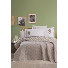 Beğenal Valeria Premium Bej Renkli Diamond Çift Kişilik Yatak Örtüsü + 2 Yastık Kılıfı (240 x 260 Cm)