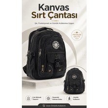 Mucco Ççs Siyah CCS51413 Kanvas Kumaş Unisex Suya Dayanıklı Çok Cepli Sırt Çantası