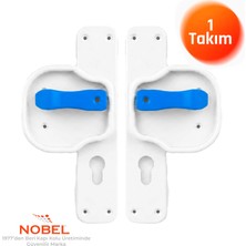 Nobel Okul Kapı Kolu –kreş, Anaokulu ve Sınıf Kapıları Için Çocuk Korumalı Emniyetli Dayanıklı Plastik Kapı Kolu - Beyaz Mavi