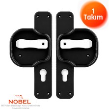 Nobel Okul Kapı Kolu –kreş, Anaokulu ve Sınıf Kapıları Için Çocuk Korumalı Emniyetli Dayanıklı Plastik Kapı Kolu - Siyah- Beyaz