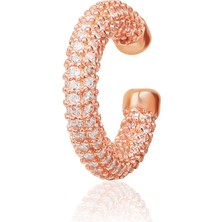 Emiliano Jewellery Zirkon Taşlı Rose Altın Kaplamalı Kıkırdak Gümüş Küpe