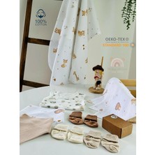 Fulya Tuhafiye Ftbabycollection Müslin & Bambu Yenidoğan Hediye Seti (Battaniye, Mendil, Önlük, Zıbın, Çorap)