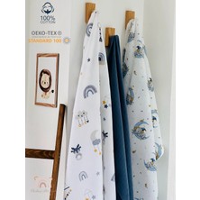 Ft Baby Collection Pamuk Müslin Bebek Battaniyesi 3'Lü Set  Müslın Örtü 80  x  90 Cm