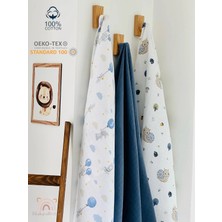 %100 Pamuk Müslin Bebek Battaniyesi 3'lü Set Oeko-Tex Sertifikalı MÜSLIN ÖRTÜ 80 x 90  cm