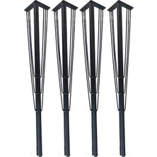 Rihan Mobilya 4'lü Metal Mobilya Ayağı Siyah 71 cm Masa Ayağı Vidalı Hairpin Ayak